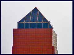 The pyramid shaped top of Metro Plaza 